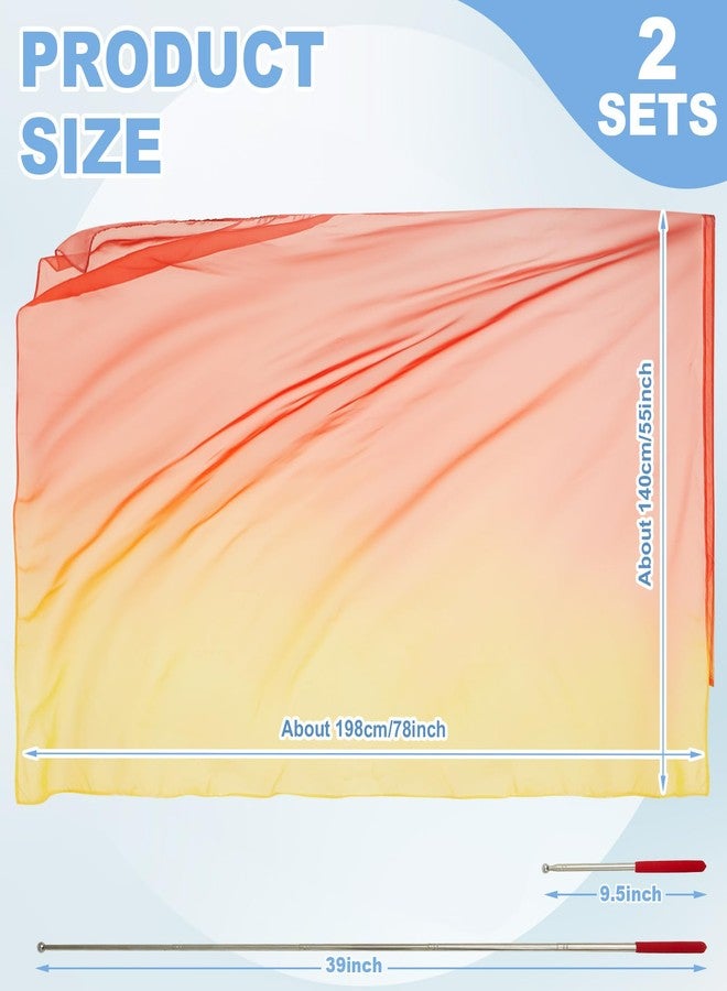 Jecery 2 Set 55x78" Praise Dance Worship Flags with Scalable Rod Guard Church Flag Sets Angel Wing with Sticks Ministry Streamer Dance Banner(Yellow Orange Red) - Image 2
